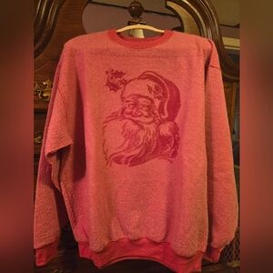 Womens Red Santa Graphic Crewneck Sweatshirt